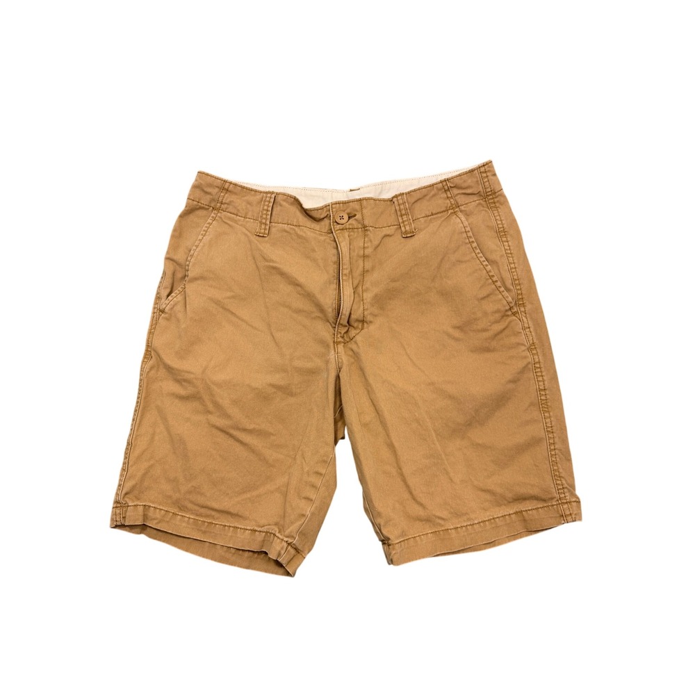 Old Navy Lived-In Straight Khaki Shorts Mens 32 Brown Casual Chino Cotton